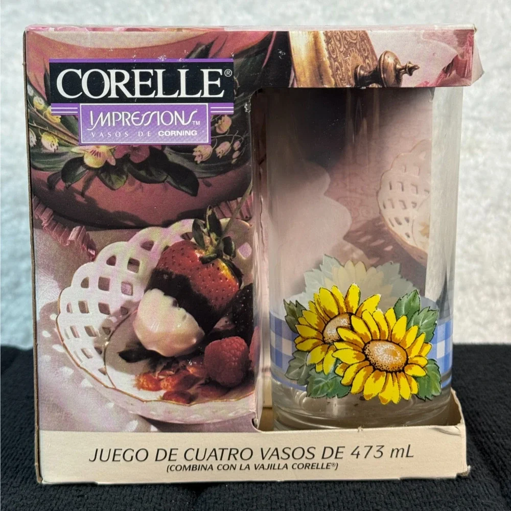Corelle Impressions Sunsations 16 oz Glasses Set of 4 Glassware - New Old Stock